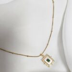 Frosted Emerald Golden Necklace