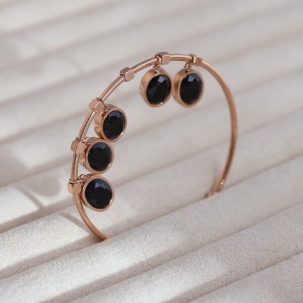 Aurora Bloom Charm Kada with Black Stones