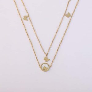 Butterfly Elegance Double Layer Necklace