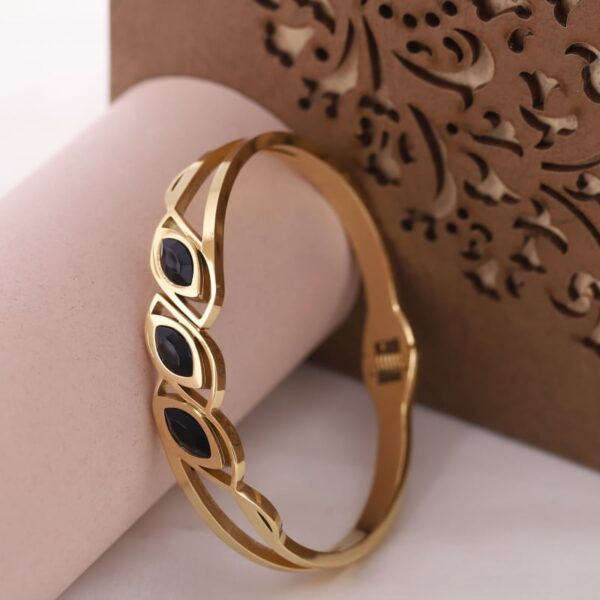 Obscura Black stone Golden 22K plated Kada 1