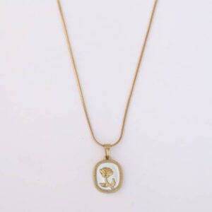 Rose Flower MOP Pendant Necklace