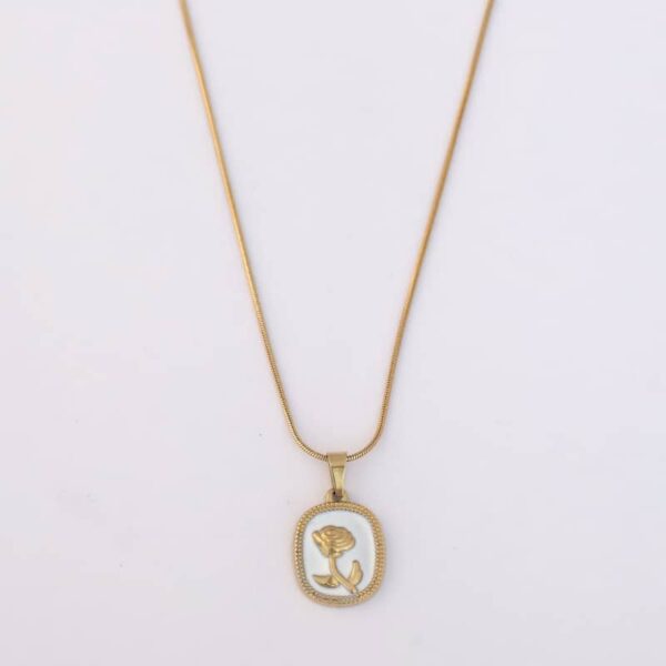 Rose Flower MOP Pendant Necklace
