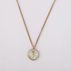 Rose Flower MOP Pendant Necklace with Adjustable Chain