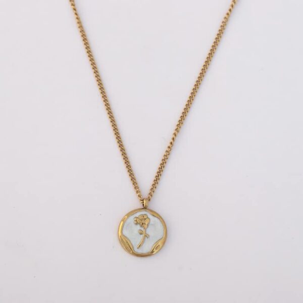 Rose Flower MOP Pendant Necklace with Adjustable Chain