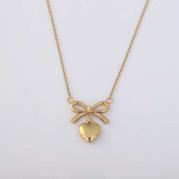 Heart Bow Necklace – 22k Gold Plated Adjustable 45 cm Chain