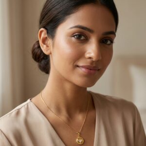 Amour Heart Coin Necklace on white background