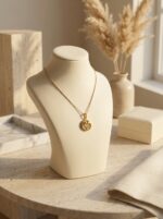 Amour Heart Coin Necklace on white background