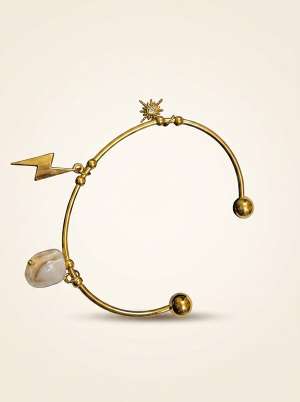 gold plated bracelet with sun and lightning charms