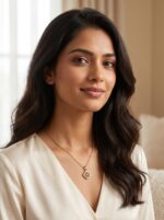 Gold plated pendant with clover motif on white surface