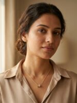 Close up of gold plated necklace with cylinder pendant