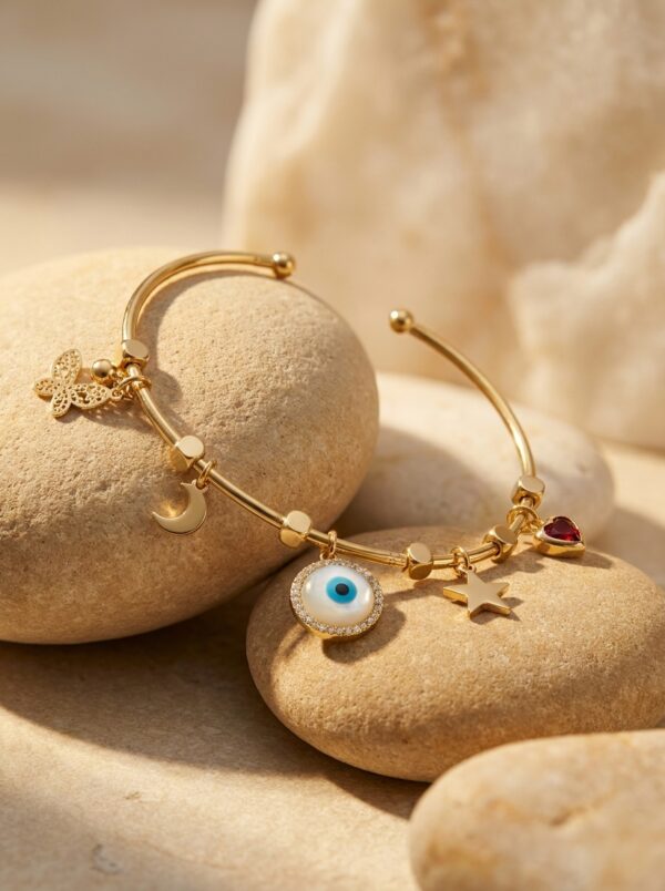 Celestine gold plated ring on a delicate hand