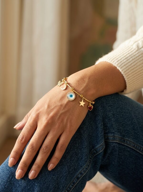 celestine gold plated ring gal 2 Celestine gold plated ring on a delicate hand