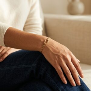 Eternity Knot Gold Bracelet on white background