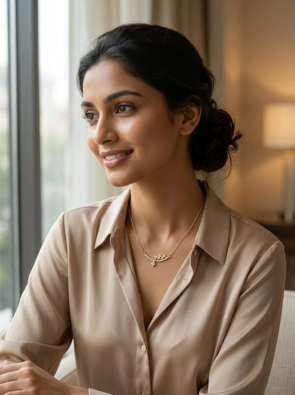 flora bloom golden necklace gal 3 Minimalist gold plated necklace with delicate leaf and floral motif
