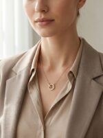 gold plated necklace with interlocking circles on white background