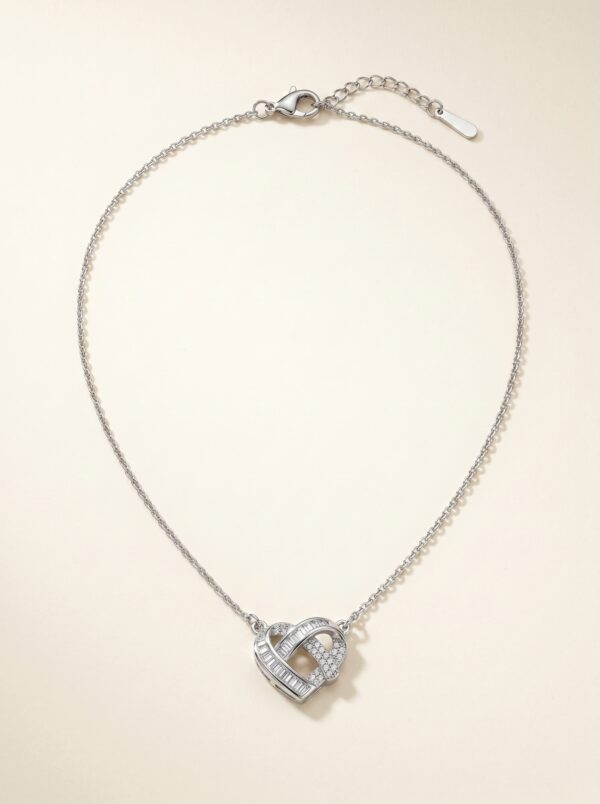 Close up view of the Intertwined Heart Necklace showing detail