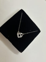 Flat lay of the Intertwined Heart Necklace on a white surface