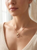 Close up of Lumina heart pendant necklace on velvet display