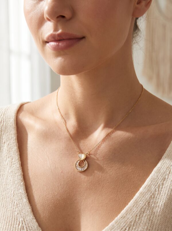 lumina heart pendant necklace gal 3 Close up of Lumina heart pendant necklace on velvet display