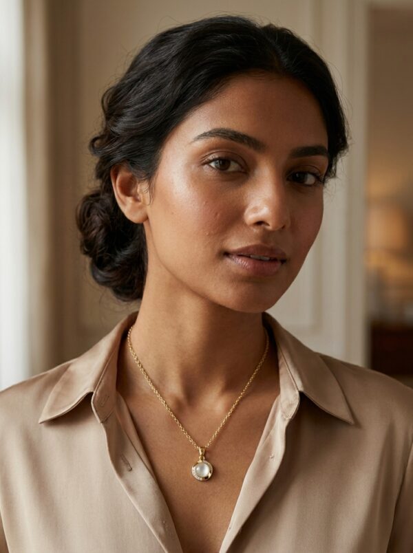 lumina pearl pendant gal 4 Lumina gold plated necklace with pearl pendant on black velvet
