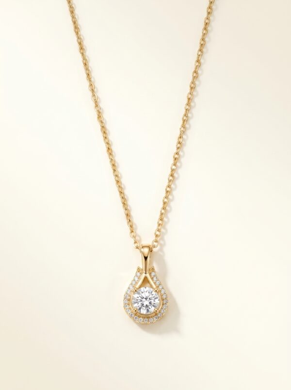 Lumina Gold Plated Pendant Necklace on a desert-inspired stone display