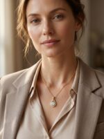 Lumina Gold Plated Pendant Necklace on a desert-inspired stone display