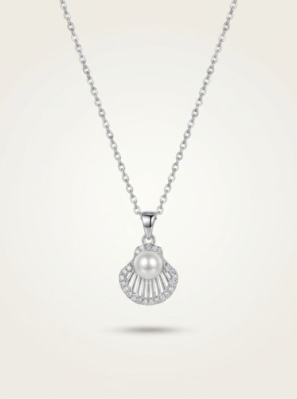 Isolated studio shot of the Pearl Shell Pendant Necklace against a neutral background