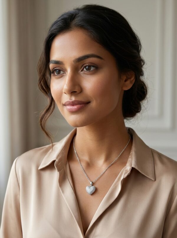 starlight-paved-heart-necklace-gal-2 Woman wearing Starlight Paved Heart Necklace