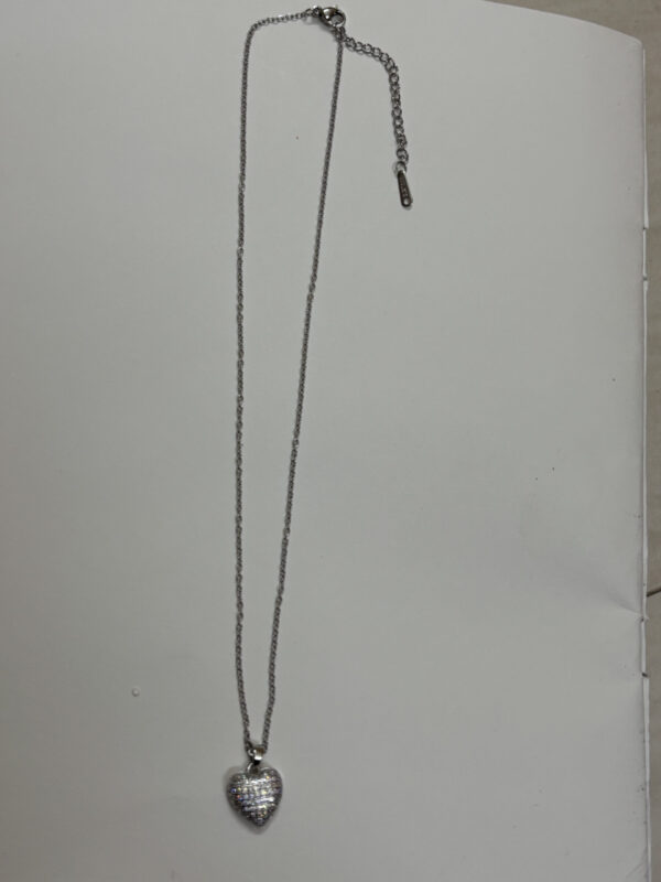 Full view of Starlight Paved Heart Necklace with clasp