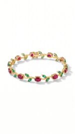 Model wearing the elegant gold plated ruby bracelet