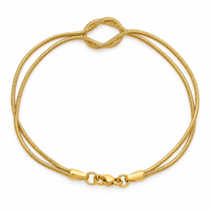 Elegant double-strand gold plated bracelet featuring a centered knot design
