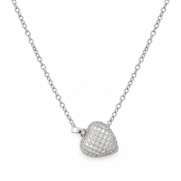 amore crystal heart necklace feat Crystal heart necklace on white background