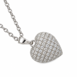 Close up of pave crystal heart pendant