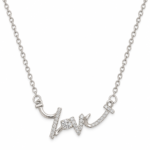 Amore Script Silver Necklace close up shot