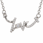 Detailed view of the sparkling script pendant necklace