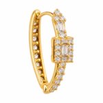 Aura Baguette Hoop Earrings studio shot