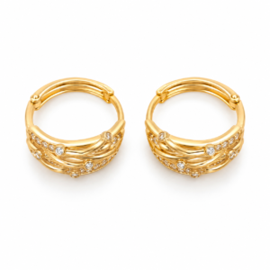 Pair of gold plated hoop earrings with crystal accents