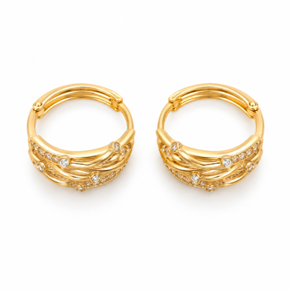 aura crystal gold plated hoop earrings feat Pair of gold plated hoop earrings with crystal accents
