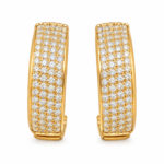 Two crystal hoop earrings on a white background
