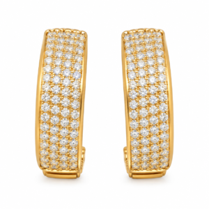 Two crystal hoop earrings on a white background