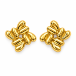 Pair of liquid gold Aura Gold Stud Earrings on white background