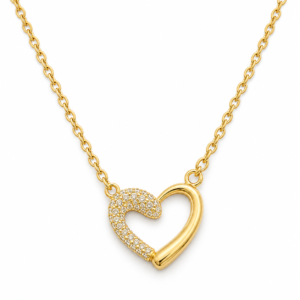 Aura Heart gold plated heart necklace with pavé detailing