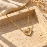 Aura Heart gold plated heart necklace with pavé detailing