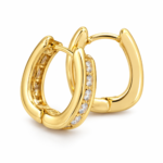 Studio shot of gold Aura Stone Hoop Earrings