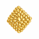 A close-up view of the gold textured stud earring with polished finish