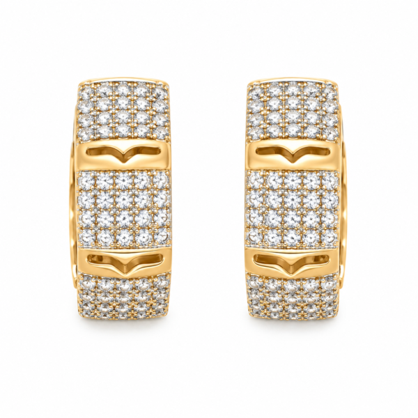 aurum pav gold hoop earrings feat Two gold plated hoop earrings with pavé stones side by side