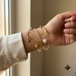 Close up view of the sun motif on the Celestial Charm Gold Bracelet