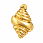 Close-up of a single textured Conch Shell Golden Earring