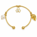 Flora Pearl Golden Kada on a clean white background