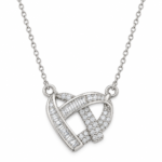 Close up of an Intertwined Heart Pendant with sparkling stones